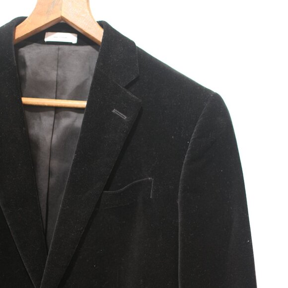 J Ferrar Black VELVET Slim Fit FORMAL Tux Jacket Modern PROM Blazer 38R - Picture 5 of 8
